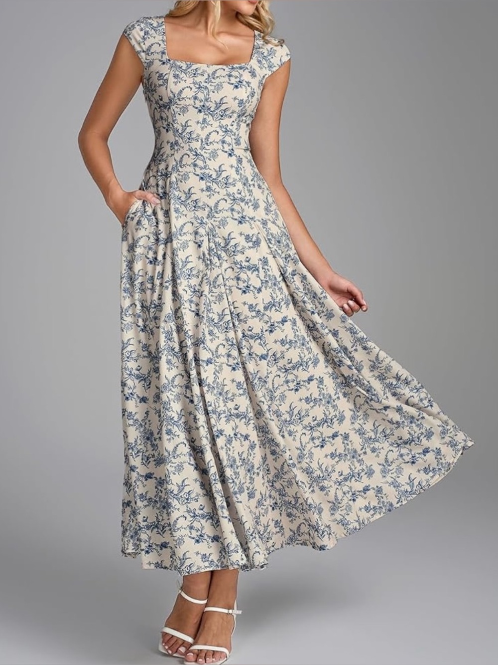 Auraxe Corset Midi Dress in the
"Bluefloral" color scheme L